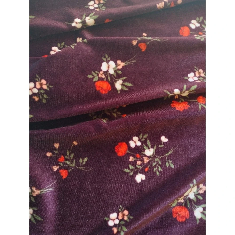 Old‎ Navy Girls Burgundy Floral Velvet Long Sleeve Fit and Flare Dress Size L